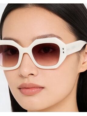 Isabel Marant White Geometric Sunglasses with pink Lenses